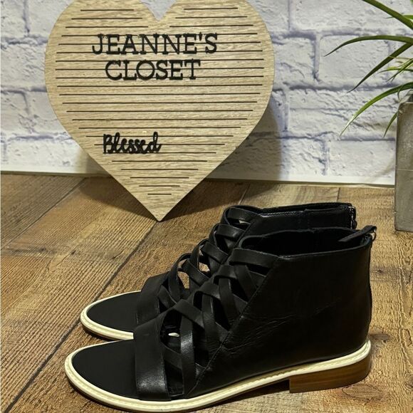 Tibi Cosima Black Leather Sandals 38.5 US 8.5 - Picture 10 of 13